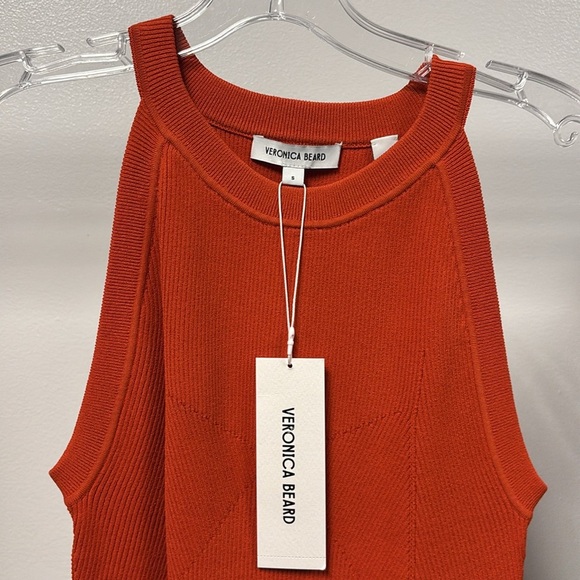 NWT Veronica Beard Deep Orange Women's Moulin ribbed knit size Small - Picture 2 of 8